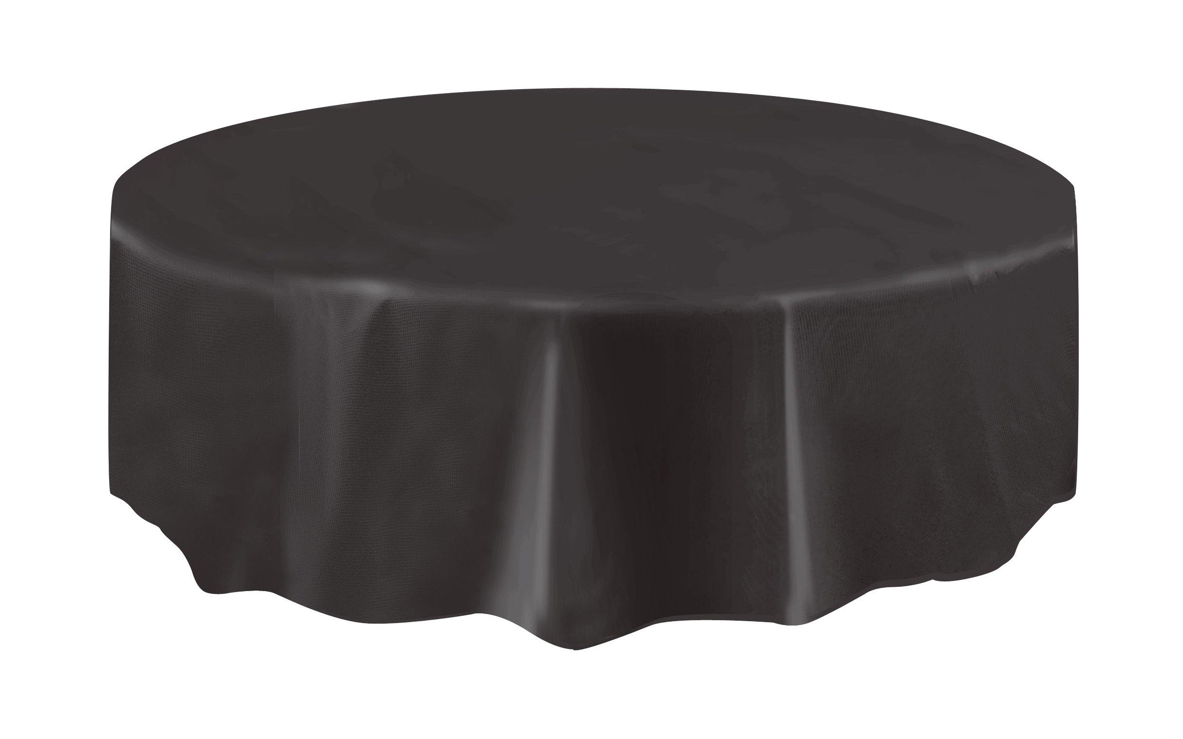 Midnight Black Plastic Round Tablecover - 213cm