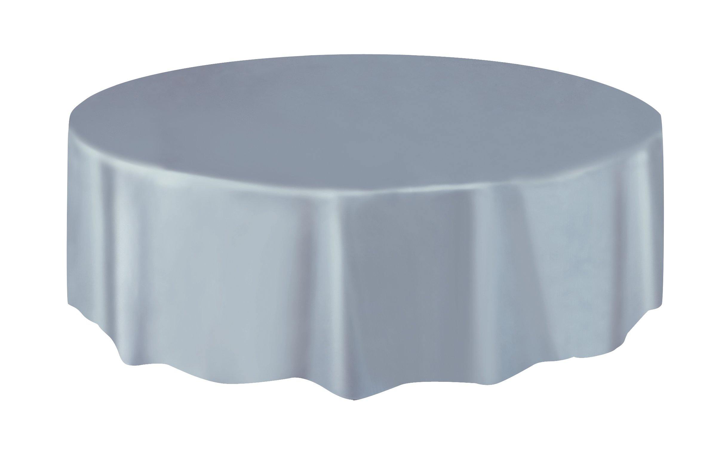 Silver Plastic Round Tablecover - 213cm - The Base Warehouse