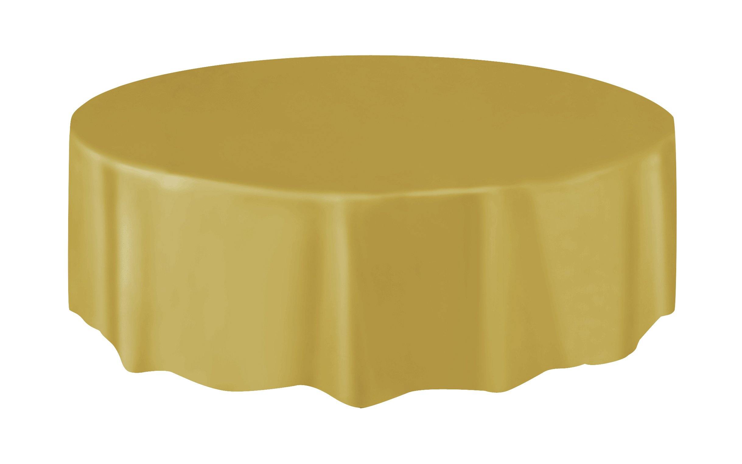Gold Plastic Round Tablecover - 213cm - The Base Warehouse