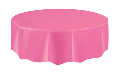 Hot Pink Plastic Round Tablecover - 213cm - The Base Warehouse