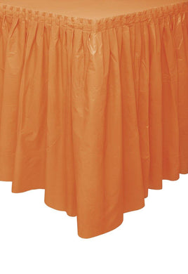 Pumpkin Orange Plastic Tableskirt - 73cm x 4.3m - The Base Warehouse