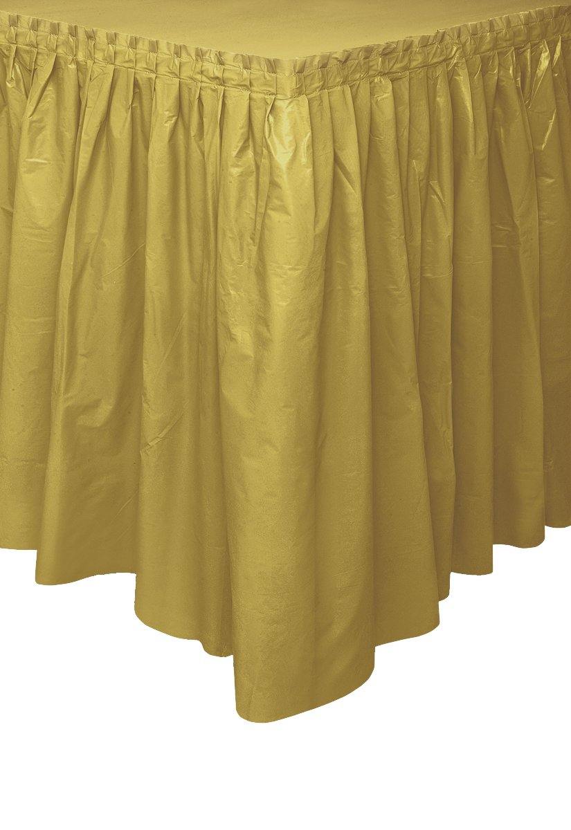 Gold Plastic Tableskirt - 73cm x 4.3m - The Base Warehouse