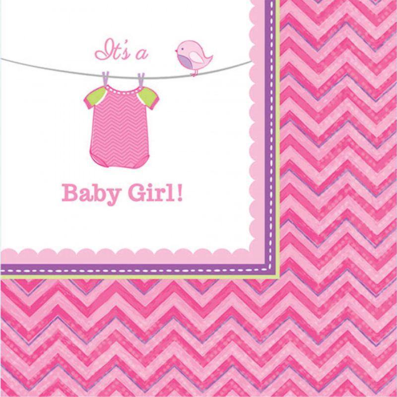 16 Pack Shower with Love Girl Beverage Napkins - 25cm - The Base Warehouse