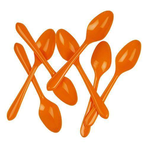 25 Pack Plastic Orange Spoons - 17cm - The Base Warehouse