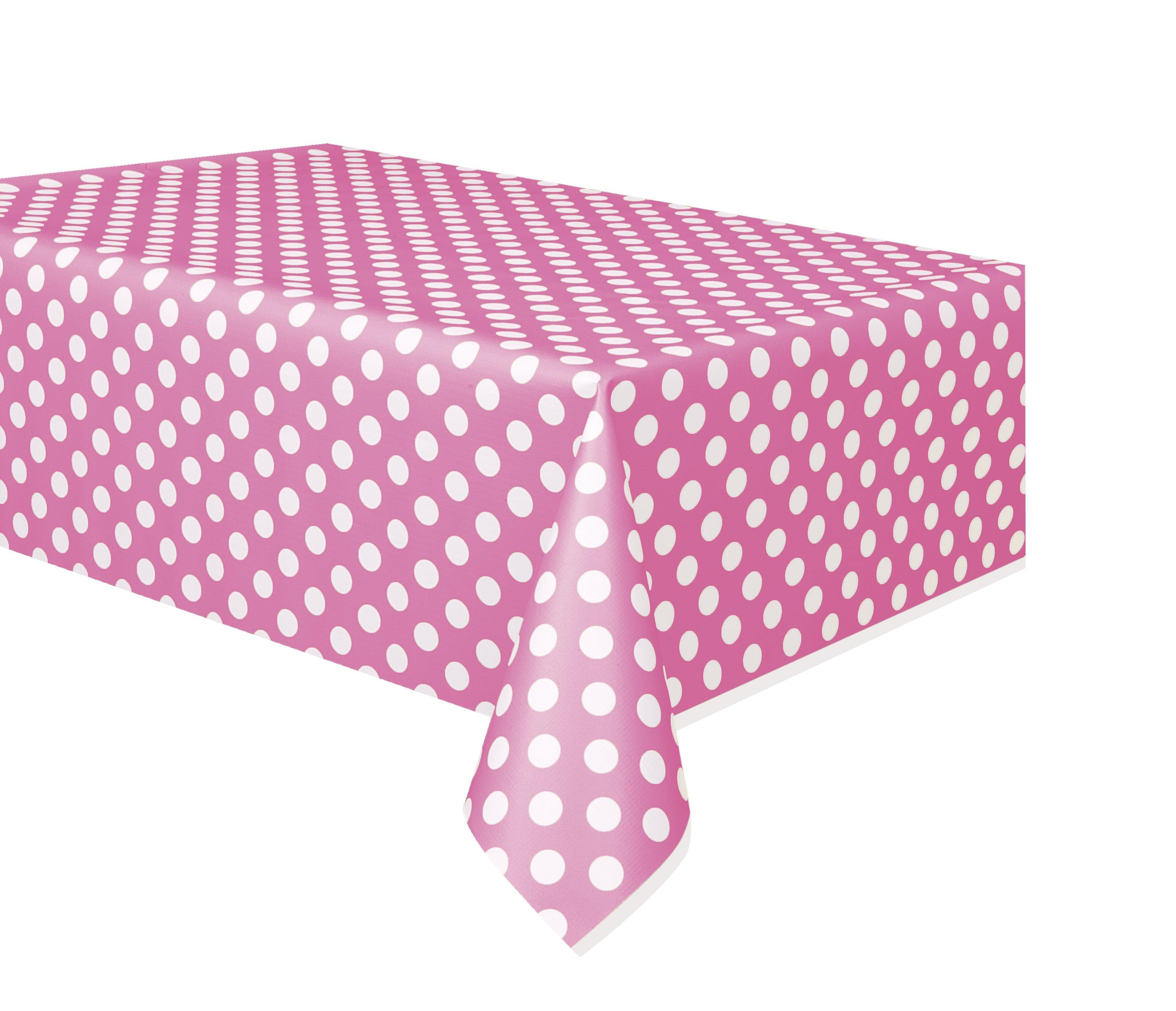 Hot Pink Dots Plastic Rectangle Tablecover - 137cm x 274cm