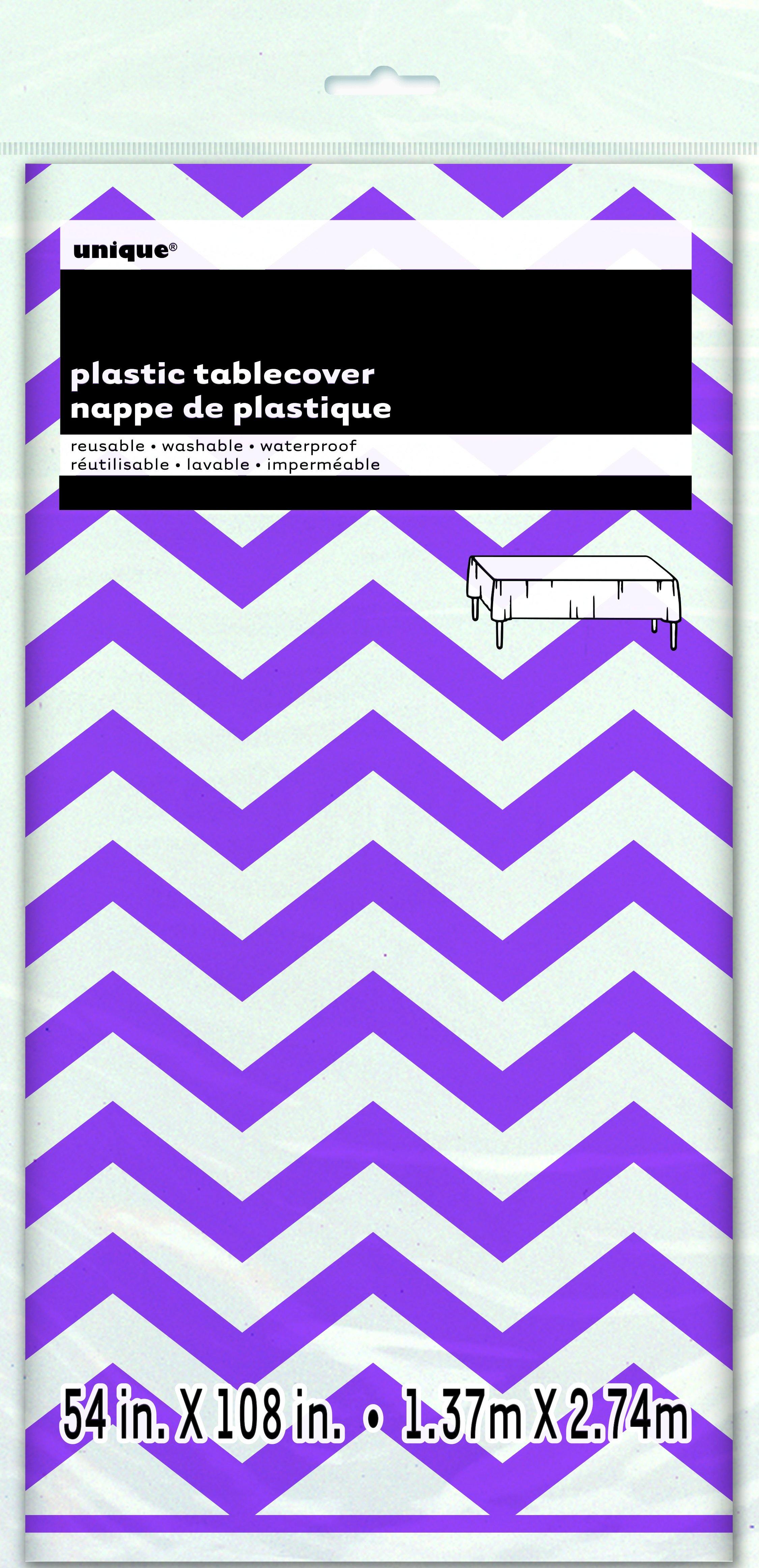 Pretty Purple Chevron Plastic Rectangle Tablecover - 137cm x 274cm - The Base Warehouse