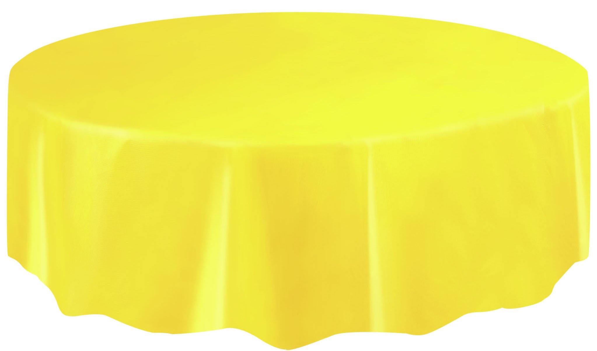 Soft Yellow Plastic Round Tablecover - 213cm - The Base Warehouse