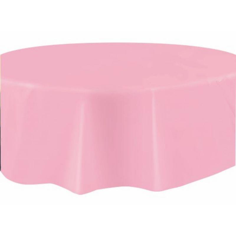 Lovely Pink Round Plastic Tablecover - 213cm - The Base Warehouse