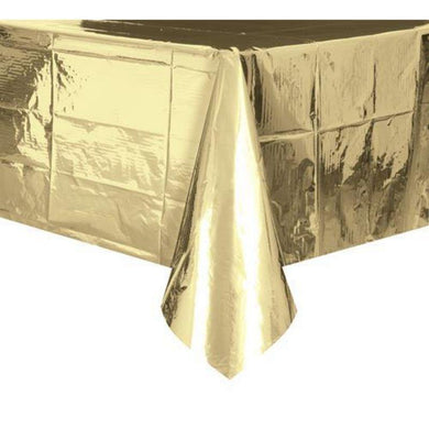Metallic Gold Plastic Rectangle Tablecover - 137cm x 274cm - The Base Warehouse