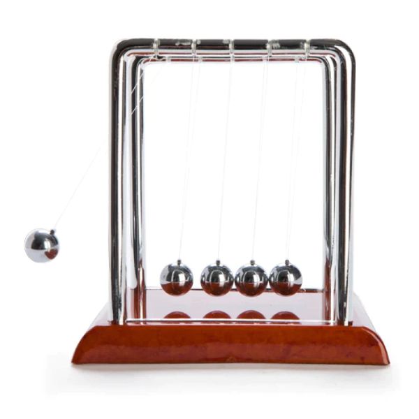 Large Brown Base Balance Ball Newtons Cradle