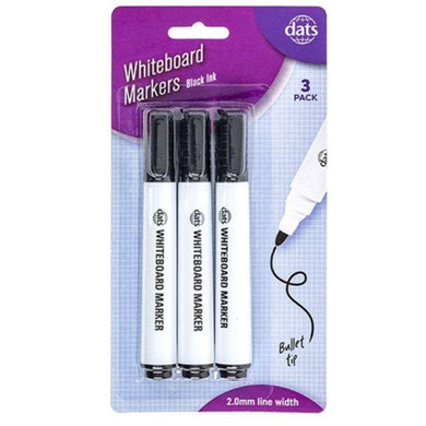 3 Pack Black Ink Whiteboard Markers - The Base Warehouse