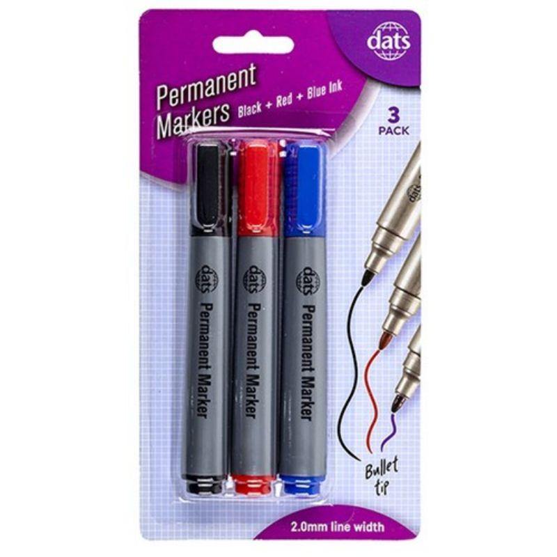3 Pack Mixed Permanent Markers - The Base Warehouse