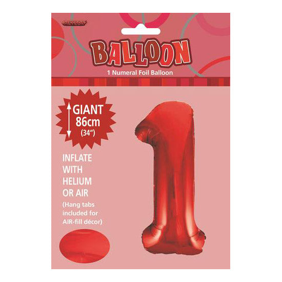 Red Number 1 Foil Balloon - 86cm