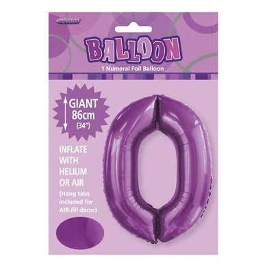Purple Number 0 Foil Balloon - 86cm - The Base Warehouse