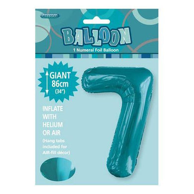 Teal Number 7 Foil Balloon - 86cm - The Base Warehouse
