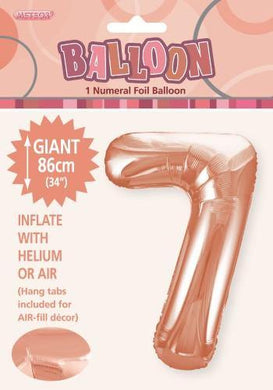 Rose Gold Numeral 7 Foil Balloon - 86cm - The Base Warehouse