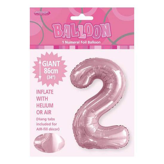Light Pink Number 2 Foil Balloon - 86cm