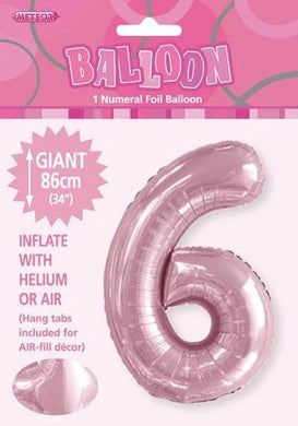 Light Pink Number 6 Foil Balloon - 86cm - The Base Warehouse