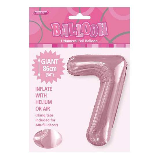 Light Pink Number 7 Foil Balloon - 86cm - The Base Warehouse