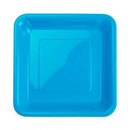 20 Pack Electric Blue Square Snack Plates - 18cm - The Base Warehouse
