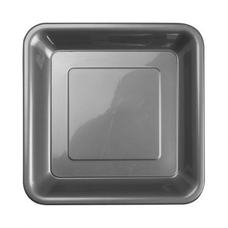 20 Pack Metallic Silver Square Snack Plates - 18cm - The Base Warehouse