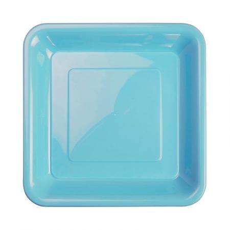 20 Pack Pastel Blue Square Snack Plates - 18cm