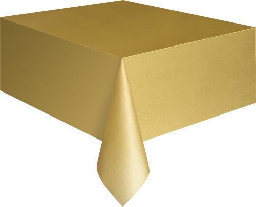 Gold Rectangle Plastic Table Cover - 137cm x 274cm