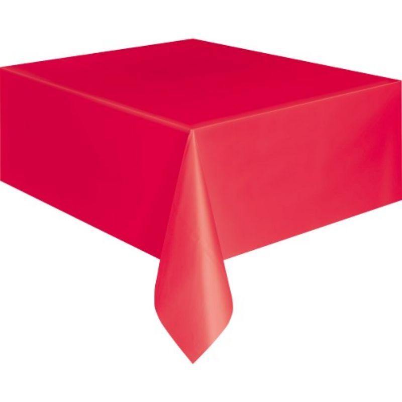 Unique Ruby Red Rectangle Plastic Tablecover - 137cm x 274cm - The Base Warehouse