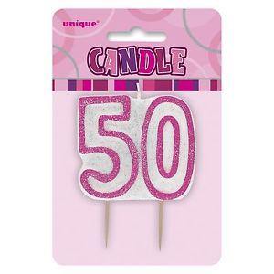 Glitz Pink Numeral 50 Candle - The Base Warehouse