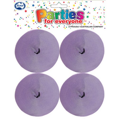 4 Pack Lilac Crepe Streamers - 3.5cm x 13m