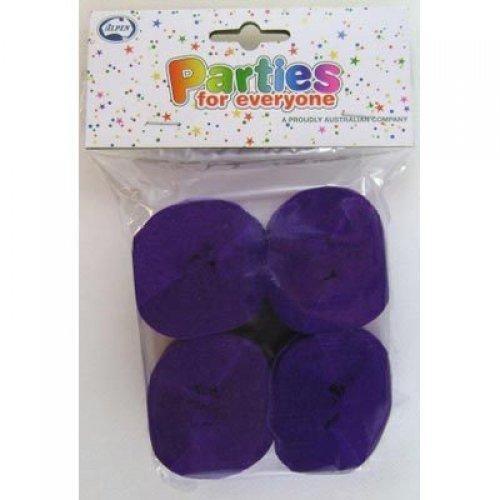 4 Pack Purple Crepe Streamers - 3.5cm x 13m - The Base Warehouse