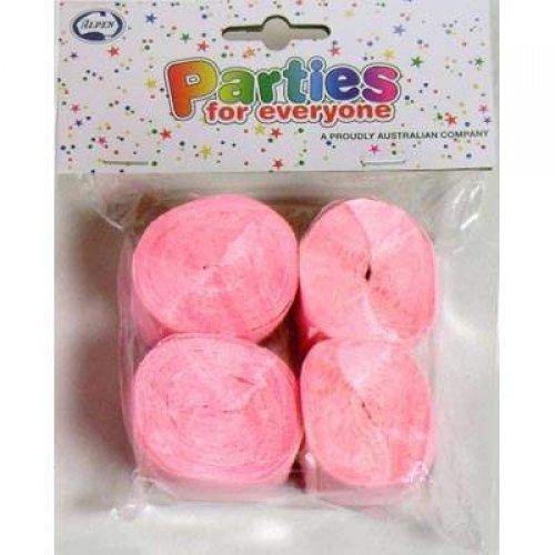 4 Pack Pink Crepe Streamers - 3.5cm x 13m - The Base Warehouse