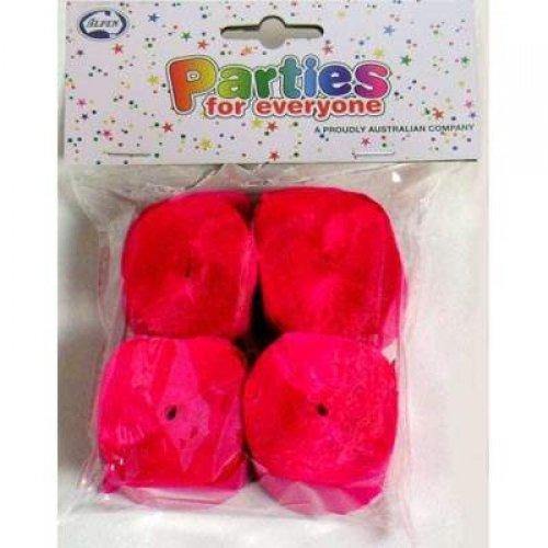 4 Pack Cerise Crepe Streamers - 3.5cm x 13m - The Base Warehouse