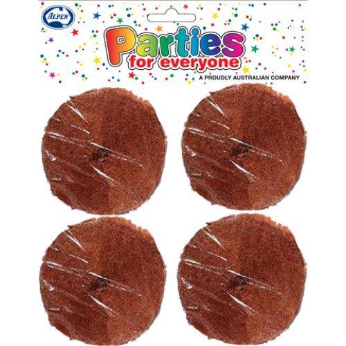4 Pack Dark Brown Crepe Streamers - 3.5cm x 13m - The Base Warehouse
