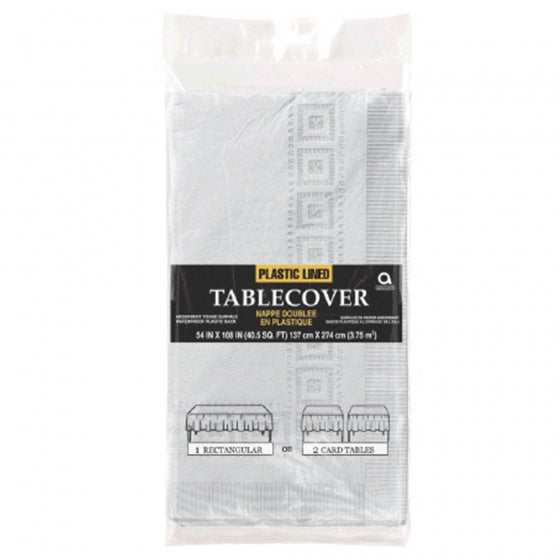 Silver Paper & Plastic Lined Rectangle Tablecover - 1.37m x 2.74m