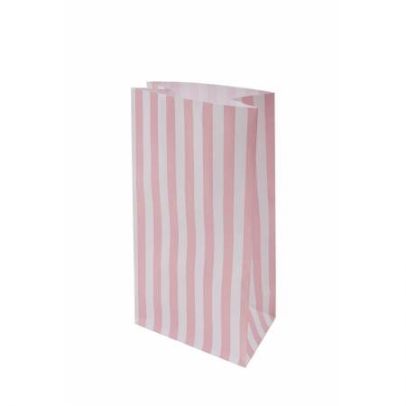 10 Pack Classic Pink Stripe Treat Bags - The Base Warehouse