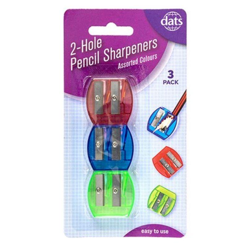 3 Pack 2 Hole Pencil Sharpener - The Base Warehouse