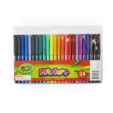 24 Pack Fine Tip Colour Markers - The Base Warehouse