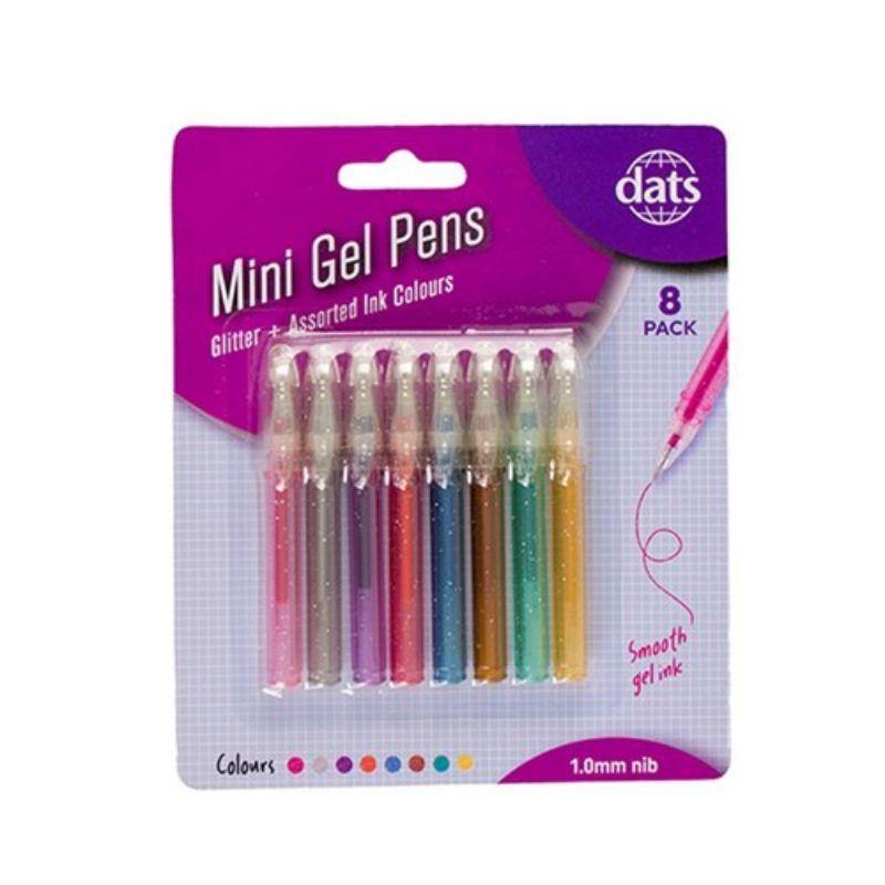 8 Pack Mixed Colour Mini Gel Pens