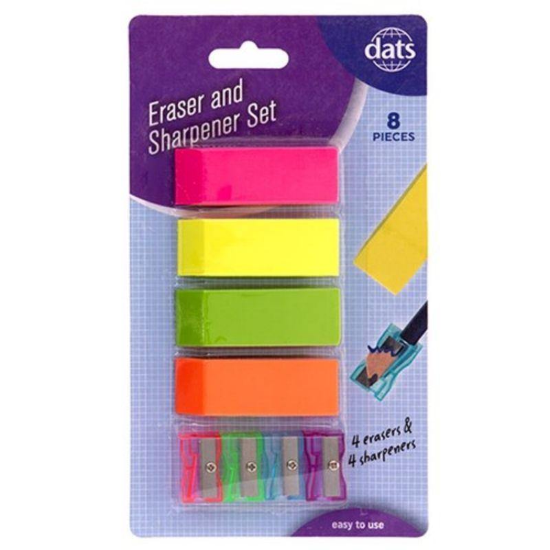Eraser 4pc w Pencil Sharpener 4pc Set
