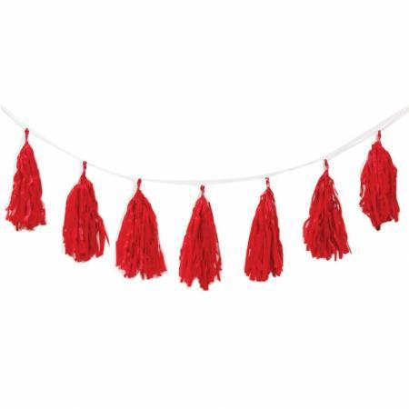 12 Piece Apple Red Tassel Garland - 3m - The Base Warehouse