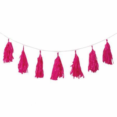 12 Piece Magenta Tassel Garland - 3m - The Base Warehouse
