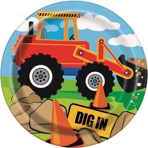 8 Pack Construction Party Plates - 18cm - The Base Warehouse