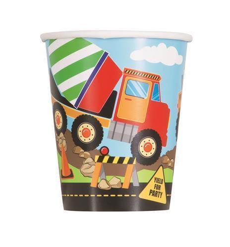 8 Pack Construction Party Cups - 270ml - The Base Warehouse