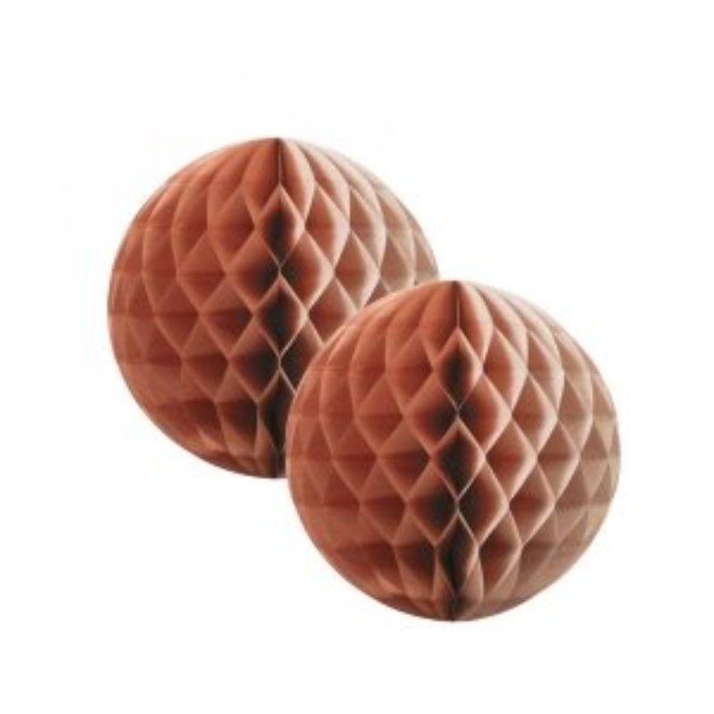 2 Pack Metallic Rose Gold Honeycomb Ball - 15cm - The Base Warehouse