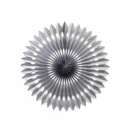 Metallic Silver Hanging Fan Decoration - 40cm - The Base Warehouse
