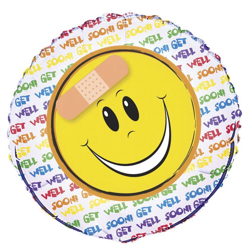Get Well Smile Round Foil Balloon - 45cm