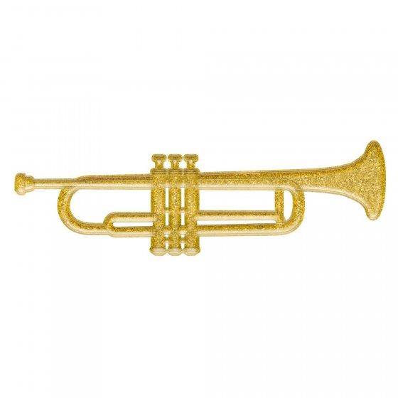3D Glittered Trumpet Decoration - 16.5cm x 54.6cm - The Base Warehouse