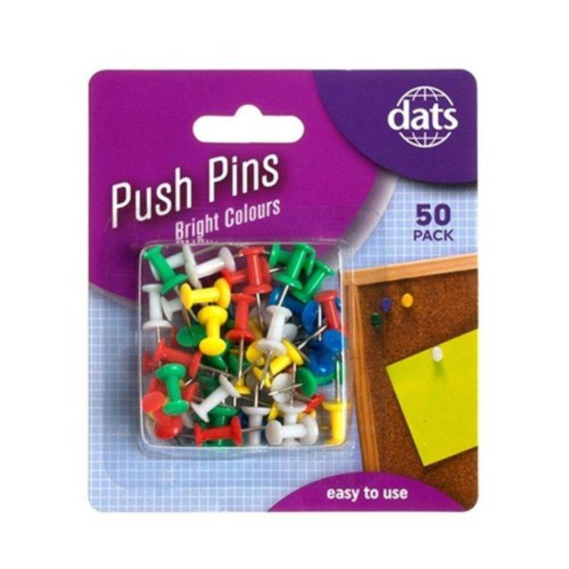 Pin Push Asstd Cols 50pk | The Base Warehouse
