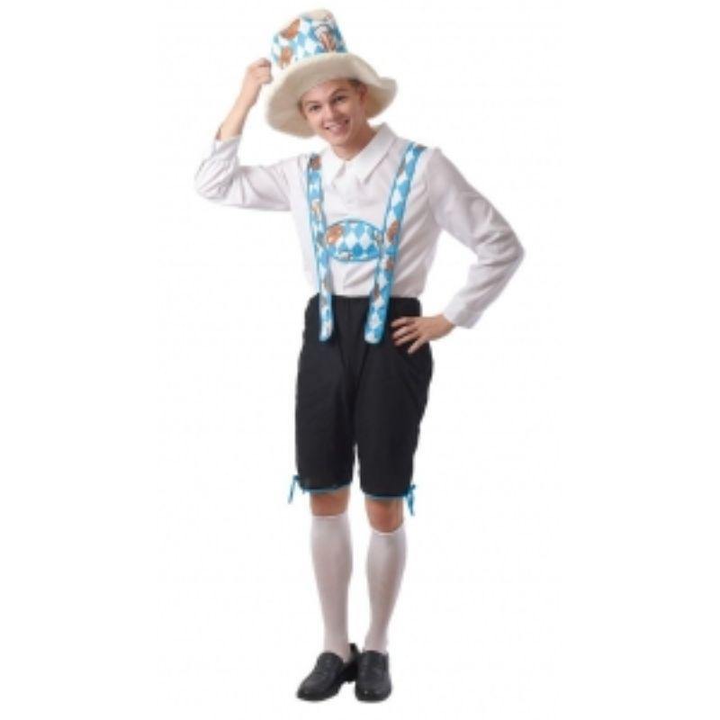 Mens Pretzel Beerman Costume with Hat, Shirt, Suspender & Pants - The Base Warehouse